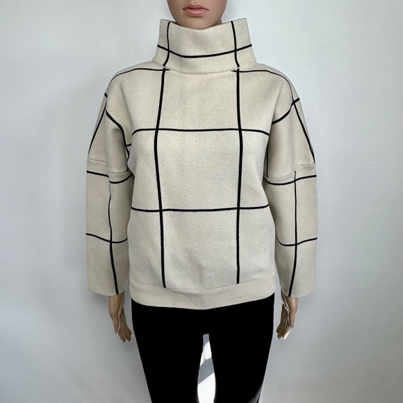 CHICWISH Wool-blend Grid Turtleneck Batwing Sweater, Women's Size S-M - Picture 3 of 10